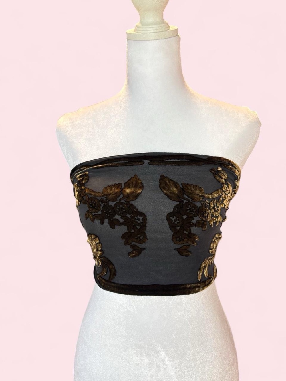 One-Shoulder Black and Gold Floral Shawl Scarf - Picture 3 of 6